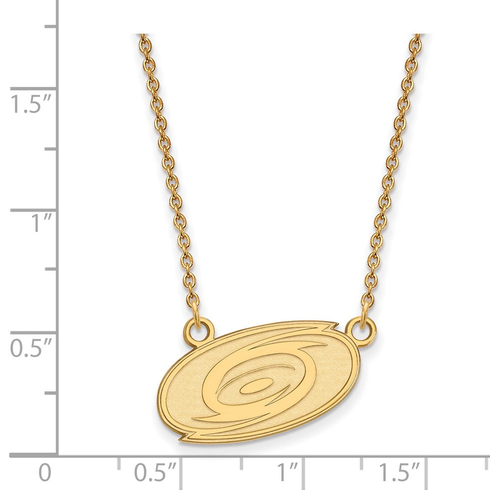 14K Yellow Gold Nhl Logoart Carolina Hurricanes Small Pendant 18 Inch Necklace