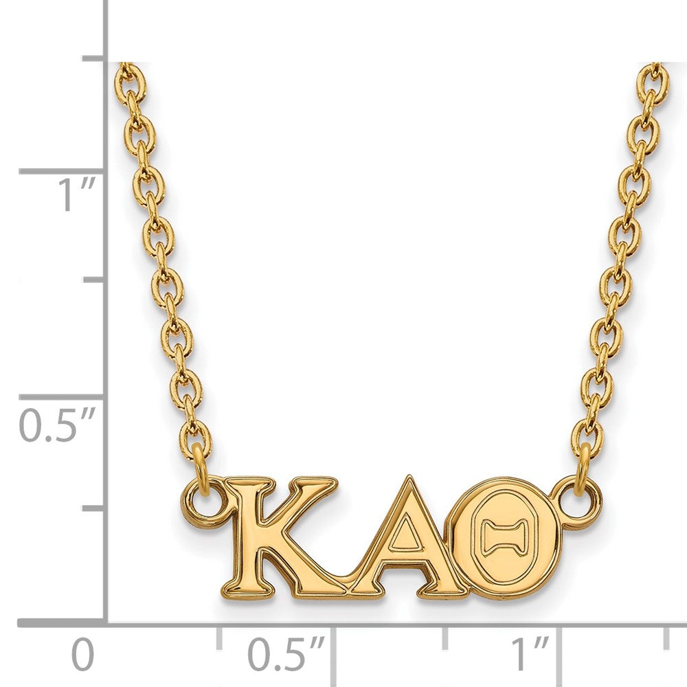 Gold Plated Sterling Silver Logoart Kappa Alpha Theta Sorority Greek Letters Medium Pendant 18 Inch Necklace
