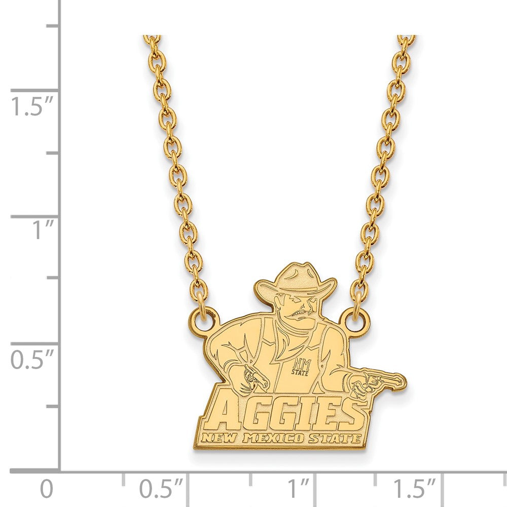 10K Yellow Gold Logoart New Mexico State University Aggies Large Pendant 18 Inch Necklace