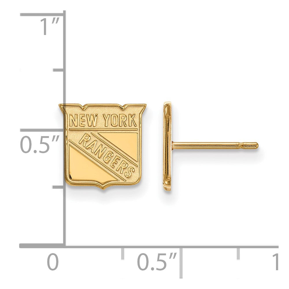 Gold Plated Sterling Silver Nhl Logoart New York Rangers Extra Small Post Earrings