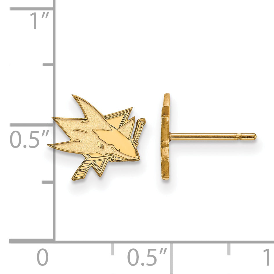 14K Yellow Gold Nhl Logoart San Jose Sharks Extra Small Post Earrings