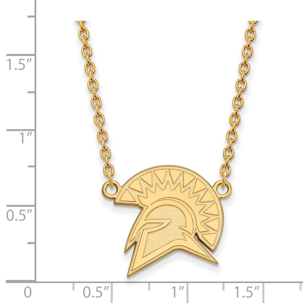 14K Yellow Gold Logoart San Jose State University Spartan Large Pendant 18 Inch Necklace