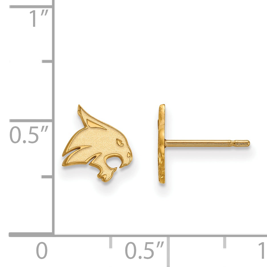14K Yellow Gold Logoart Texas State University Bobcat Extra Small Post Earrings