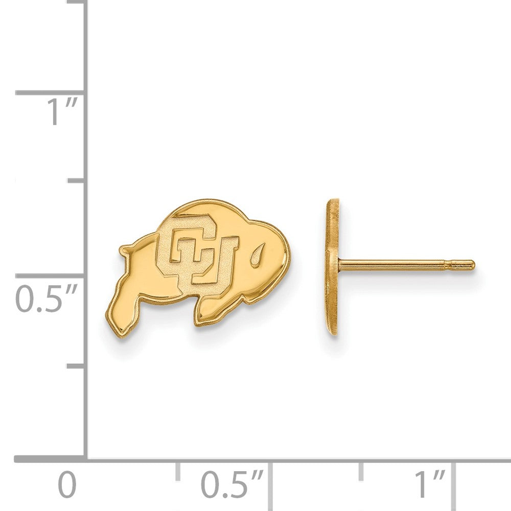 14K Yellow Gold Logoart University Of Colorado Buffalo Extra Small Post Earrings