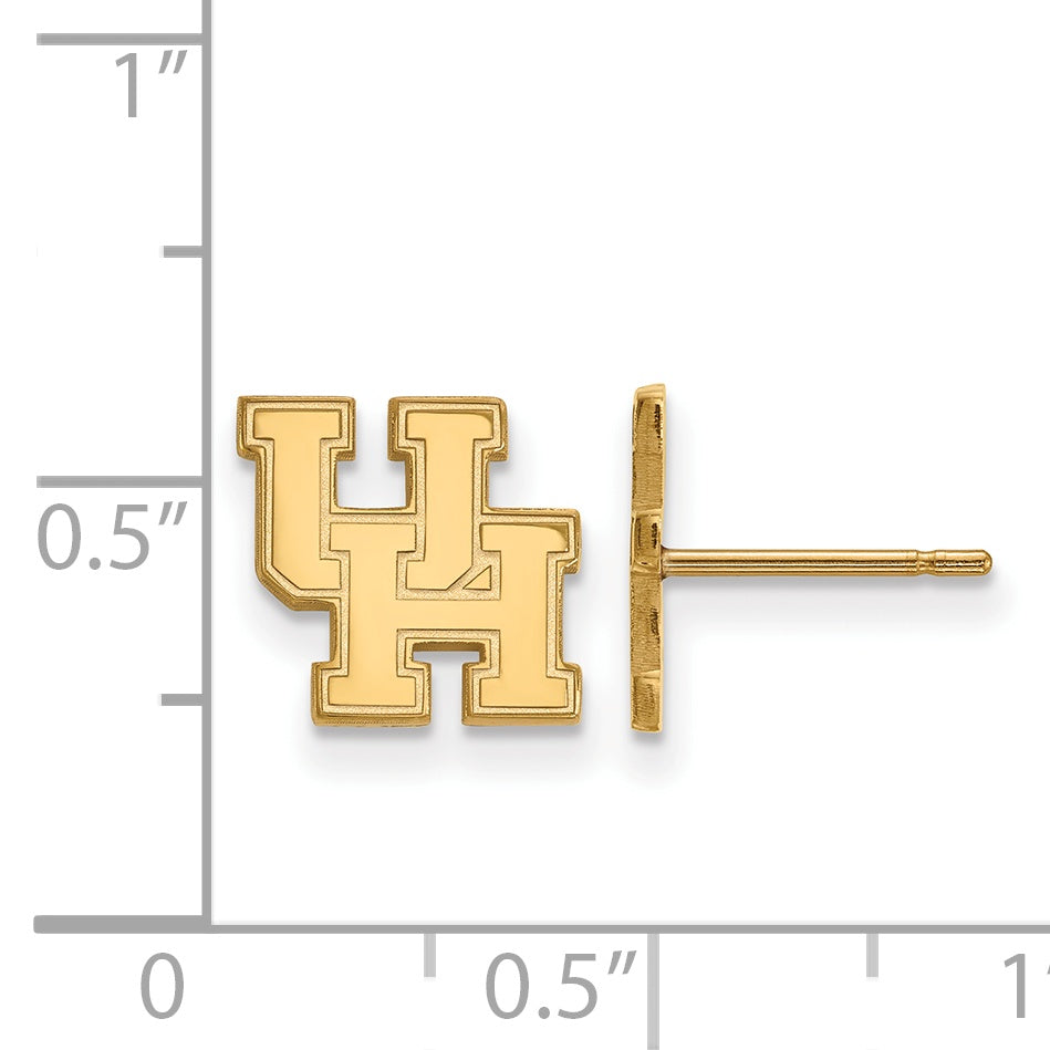 Gold Plated Sterling Silver Logoart University Of Houston U H Extra Small Post Earrings