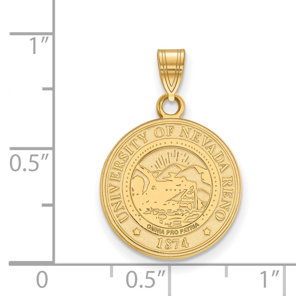 Gold Plated Sterling Silver Logoart University Of Nevada Reno Medium Crest Pendant