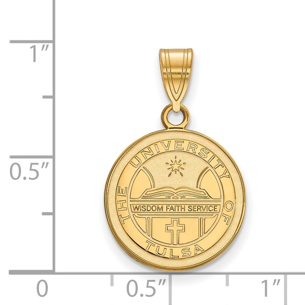 Gold Plated Sterling Silver Logoart University Of Tulsa Medium Crest Pendant