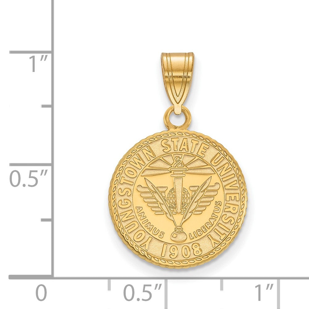 Gold Plated Sterling Silver Logoart Youngstown State University Medium Crest Pendant