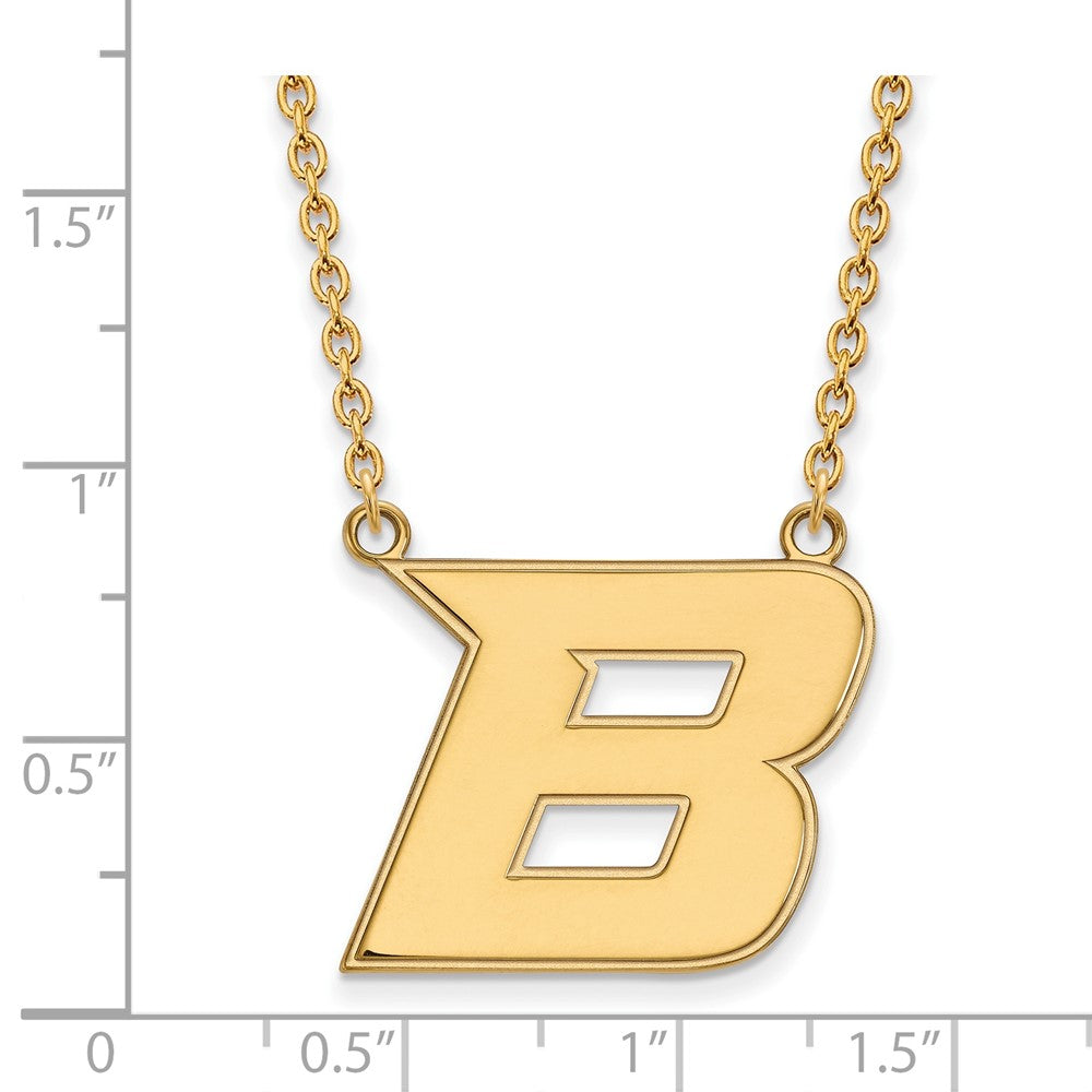 10K Yellow Gold Logoart Boise State University Letter B Large Pendant 18 Inch Necklace