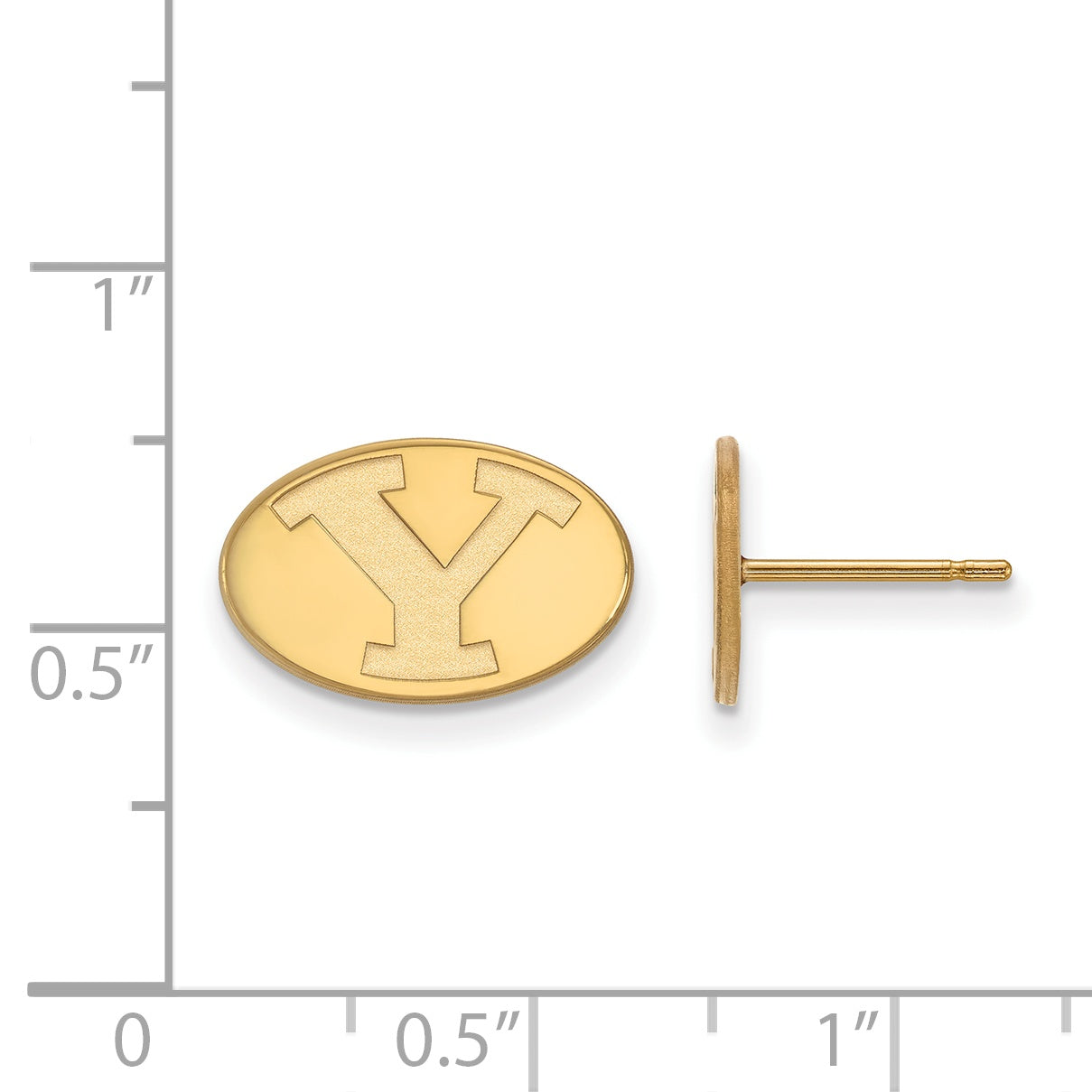 Gold Plated Sterling Silver Logoart Brigham Young University Letter Y Extra Small Post Earrings