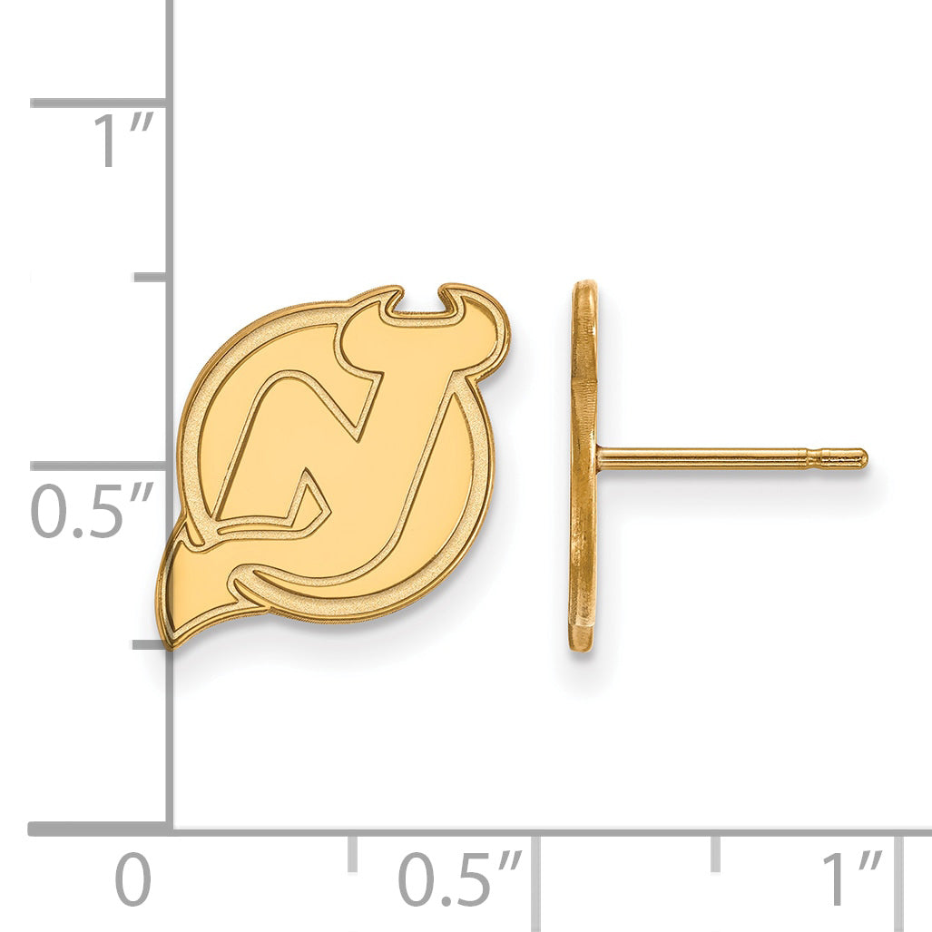 Gold Plated Sterling Silver Nhl Logoart New Jersey Devils Small Post Earrings
