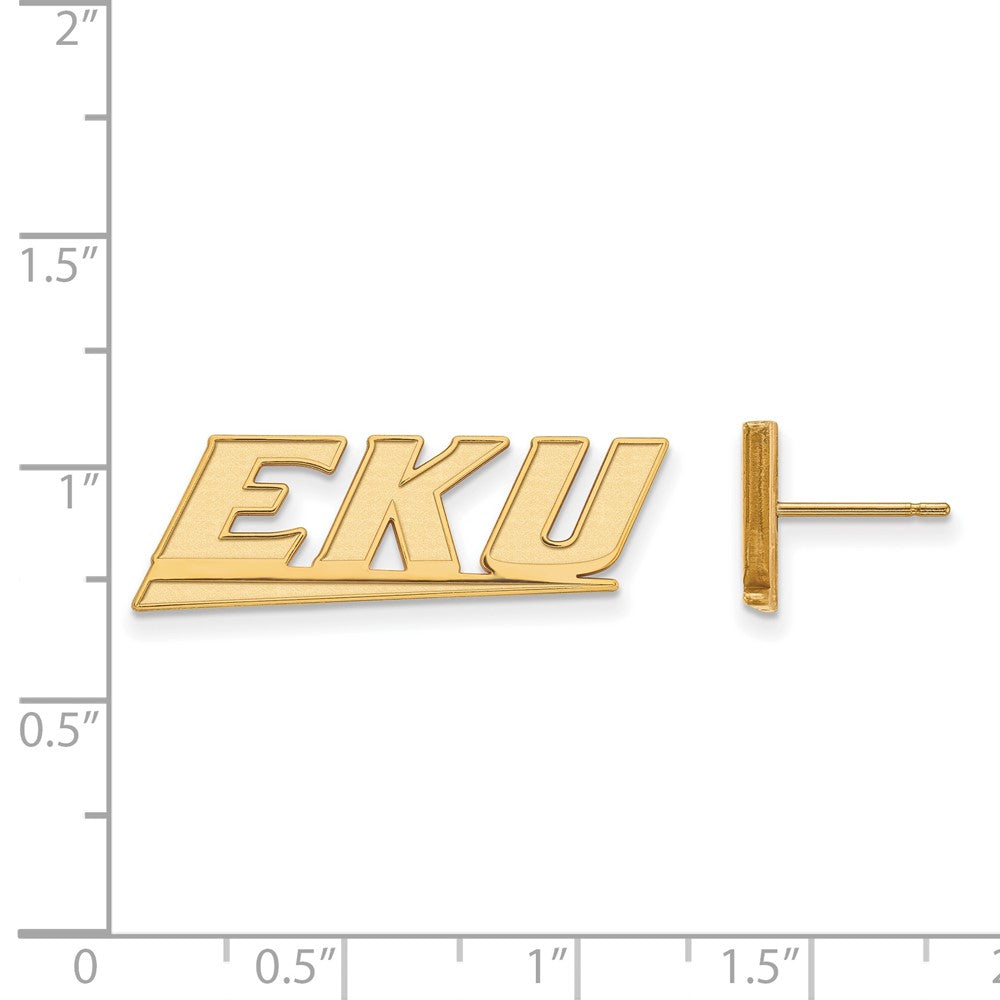 10K Yellow Gold Logoart Eastern Kentucky University E K U Small Post Earrings