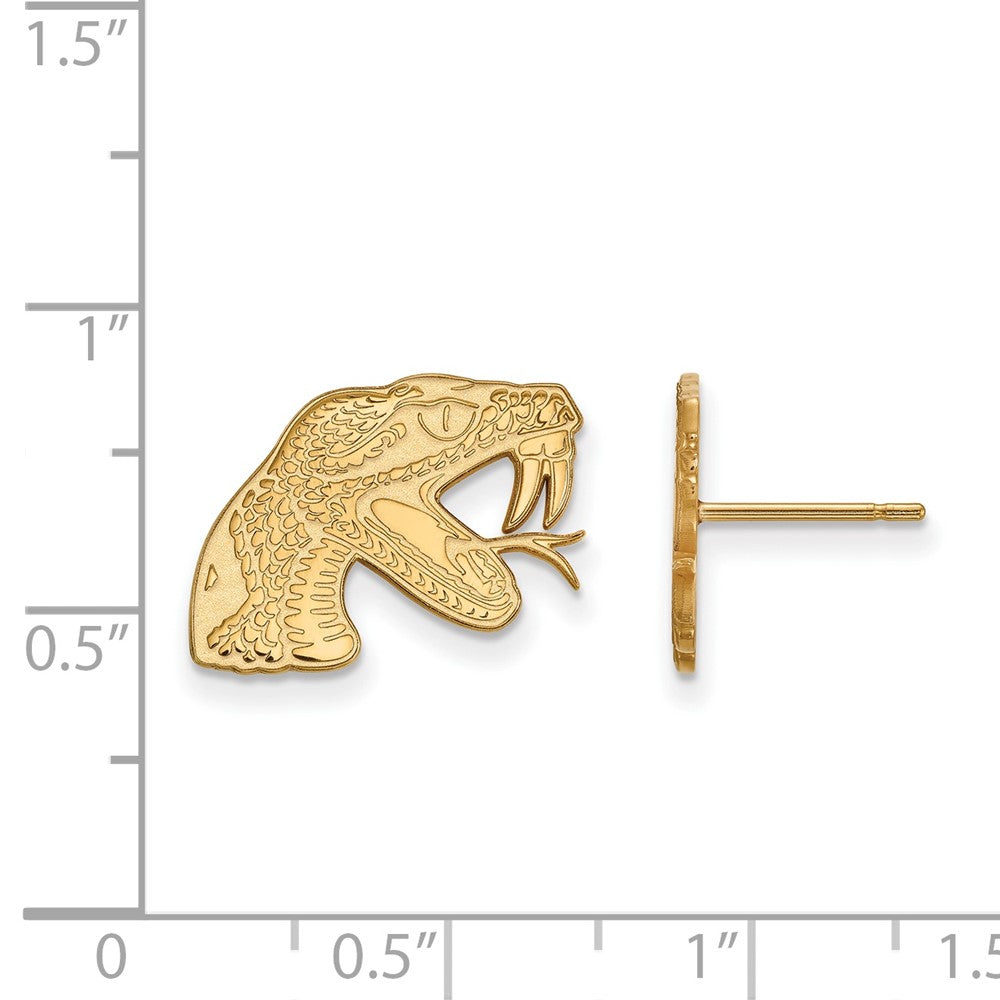 10K Yellow Gold Logoart Florida A And M University Rattler Small Post Earrings