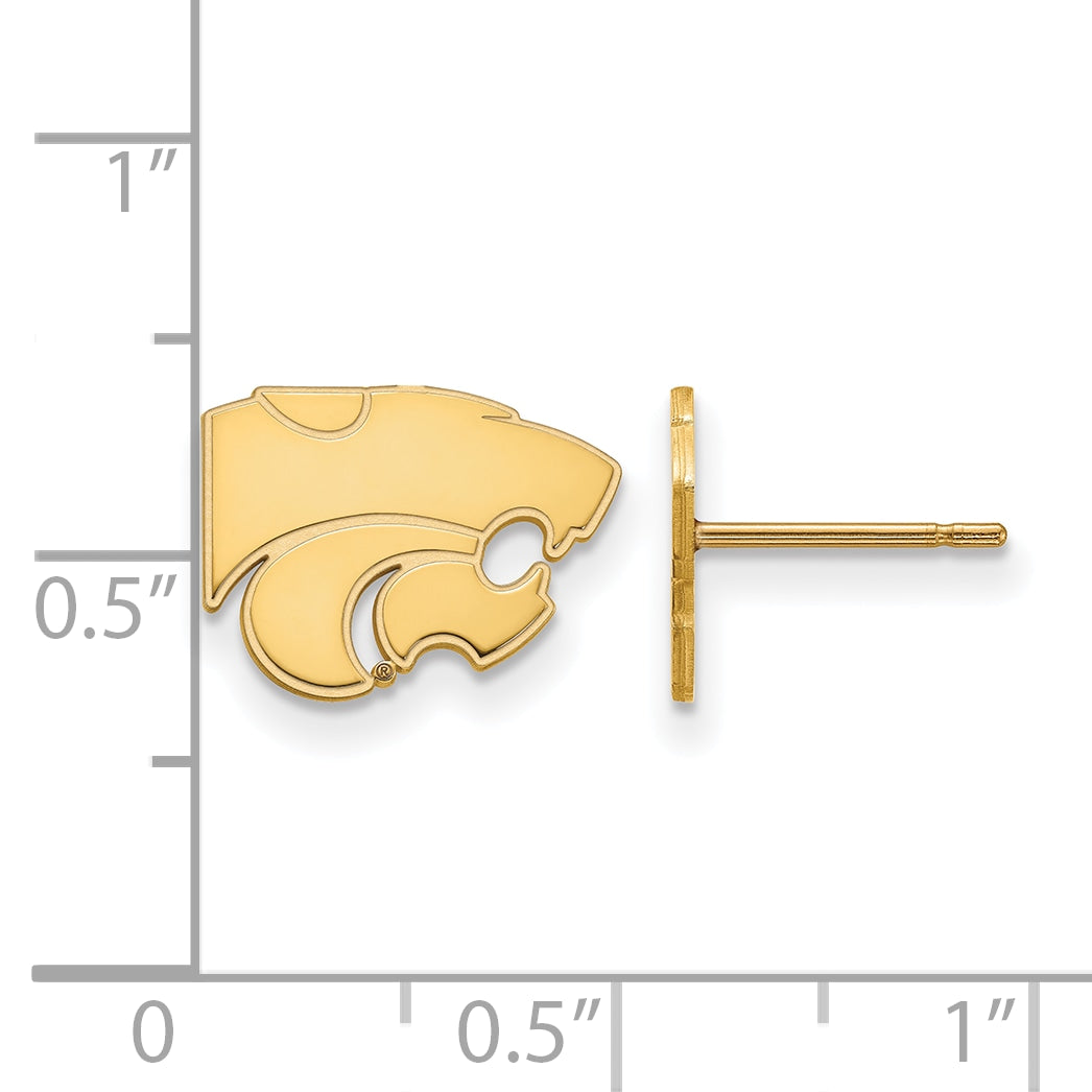 Gold Plated Sterling Silver Logoart Kansas State University Wildcat Extra Small Post Earrings