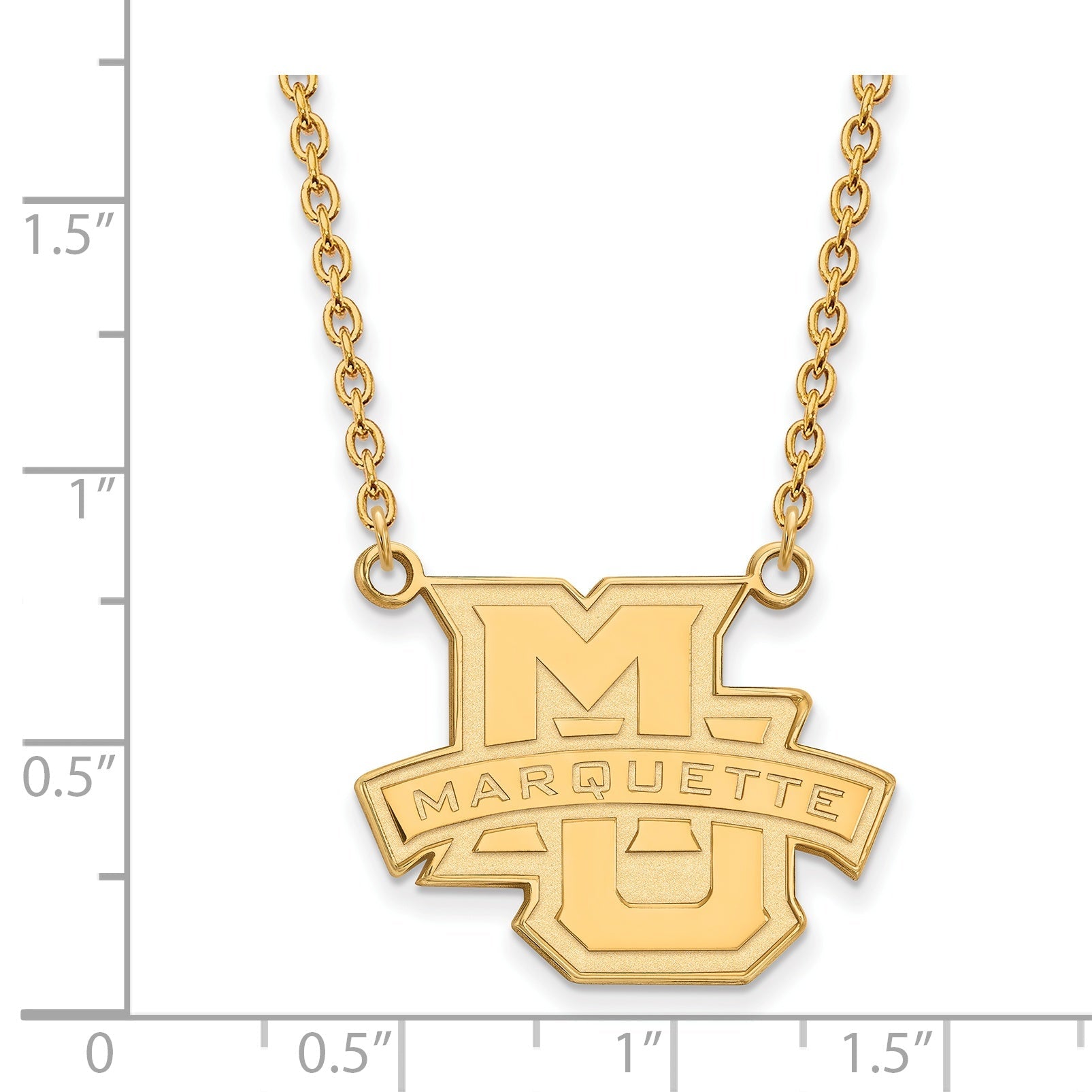 Gold Plated Sterling Silver Logoart Marquette University Large Pendant 18 Inch Necklace