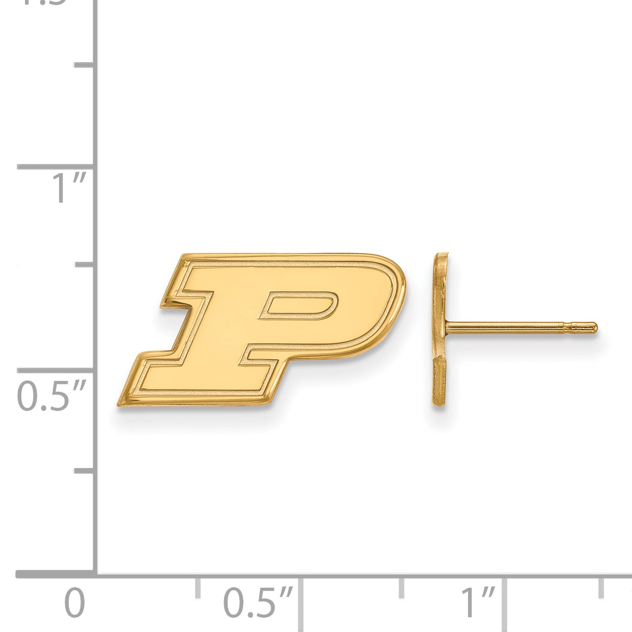 Gold Plated Sterling Silver Logoart Purdue University Letter P Extra Small Post Earrings