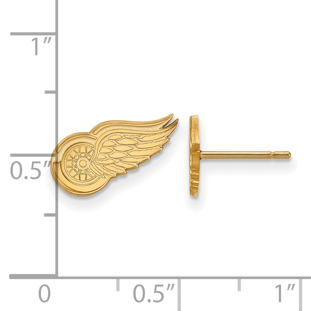 Gold Plated Sterling Silver Nhl Logoart Detroit Red Wings Extra Small Post Earrings