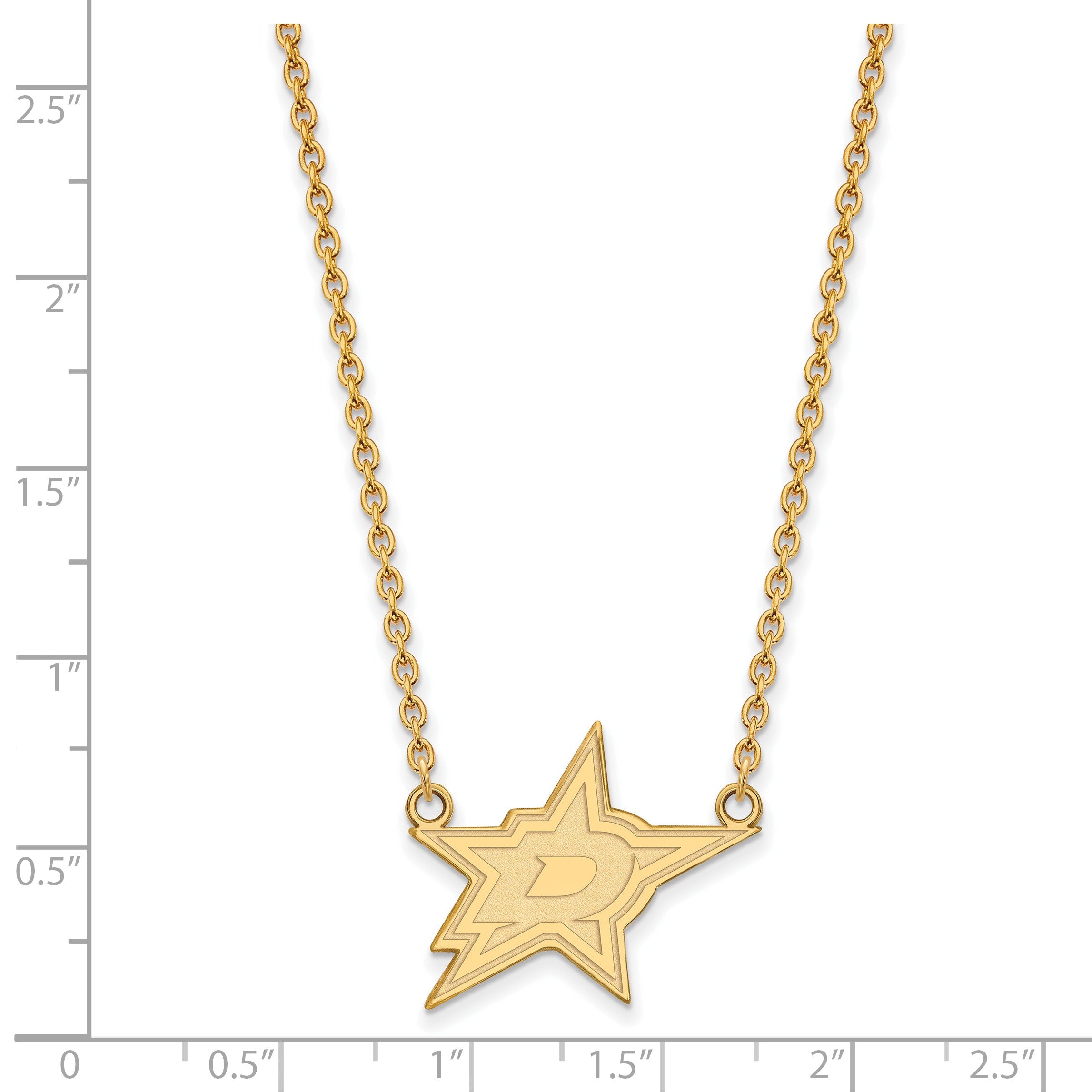 14K Yellow Gold Nhl Logoart Dallas Stars Large Pendant 18 Inch Necklace