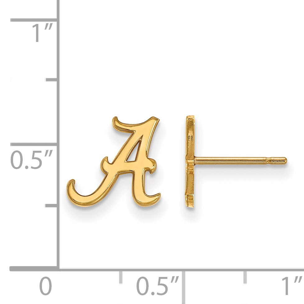 Gold Plated Sterling Silver Logoart University Of Alabama Letter A Extra Small Post Earrings