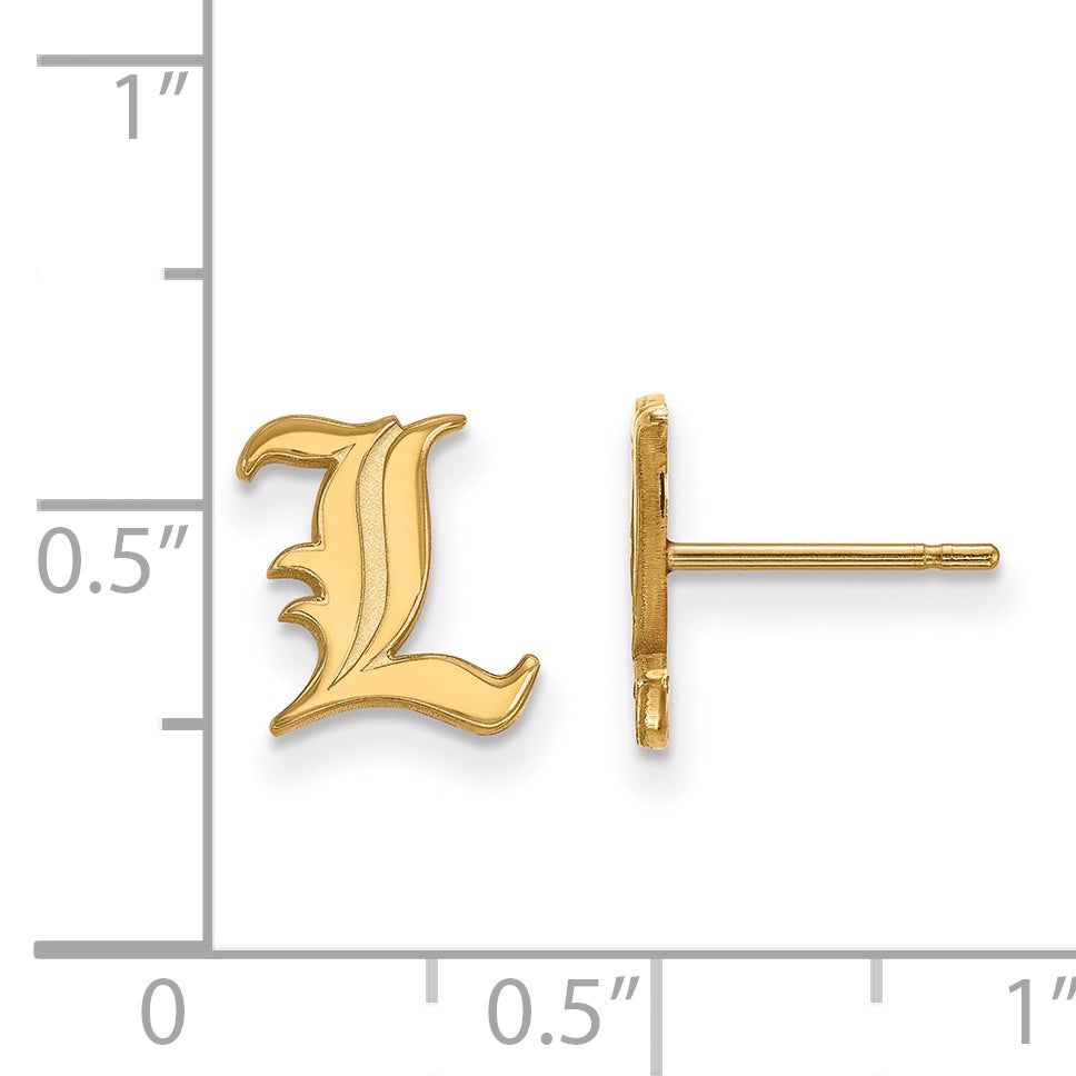 14K Yellow Gold Logoart University Of Louisville Letter L Extra Small Post Earrings