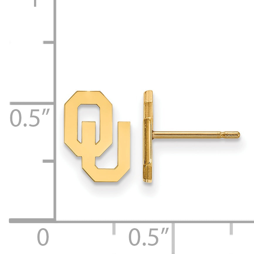 Gold Plated Sterling Silver Logoart University Of Oklahoma O U Extra Small Post Earrings