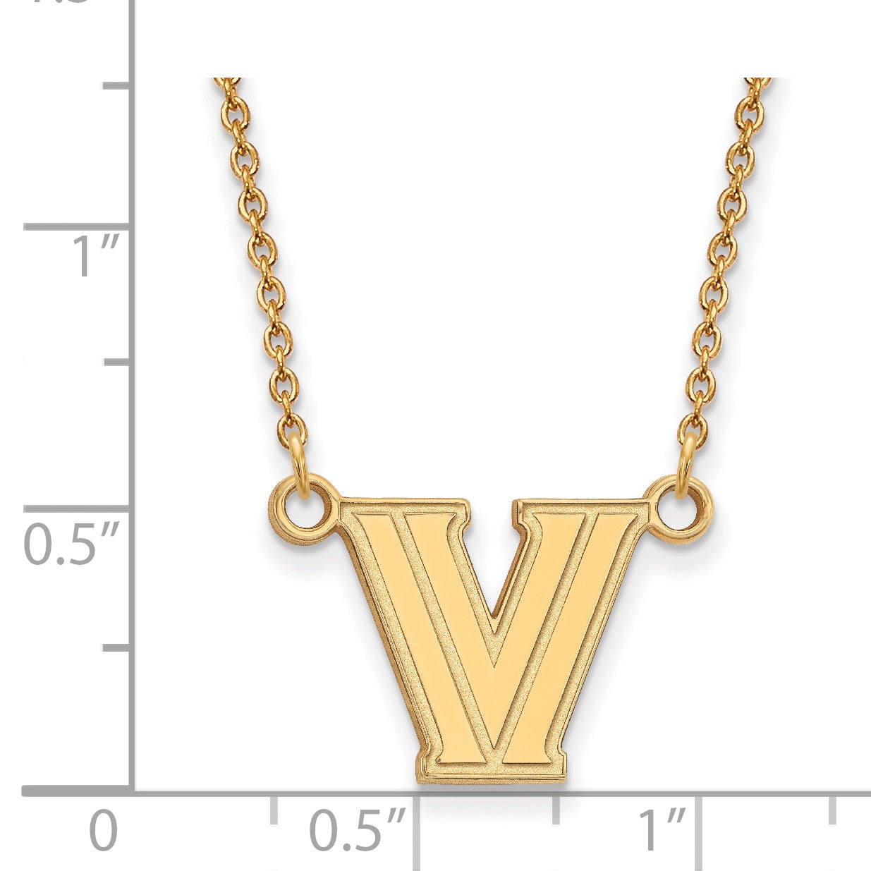 Gold Plated Sterling Silver Logoart Villanova University Letter V Small Pendant 18 Inch Necklace