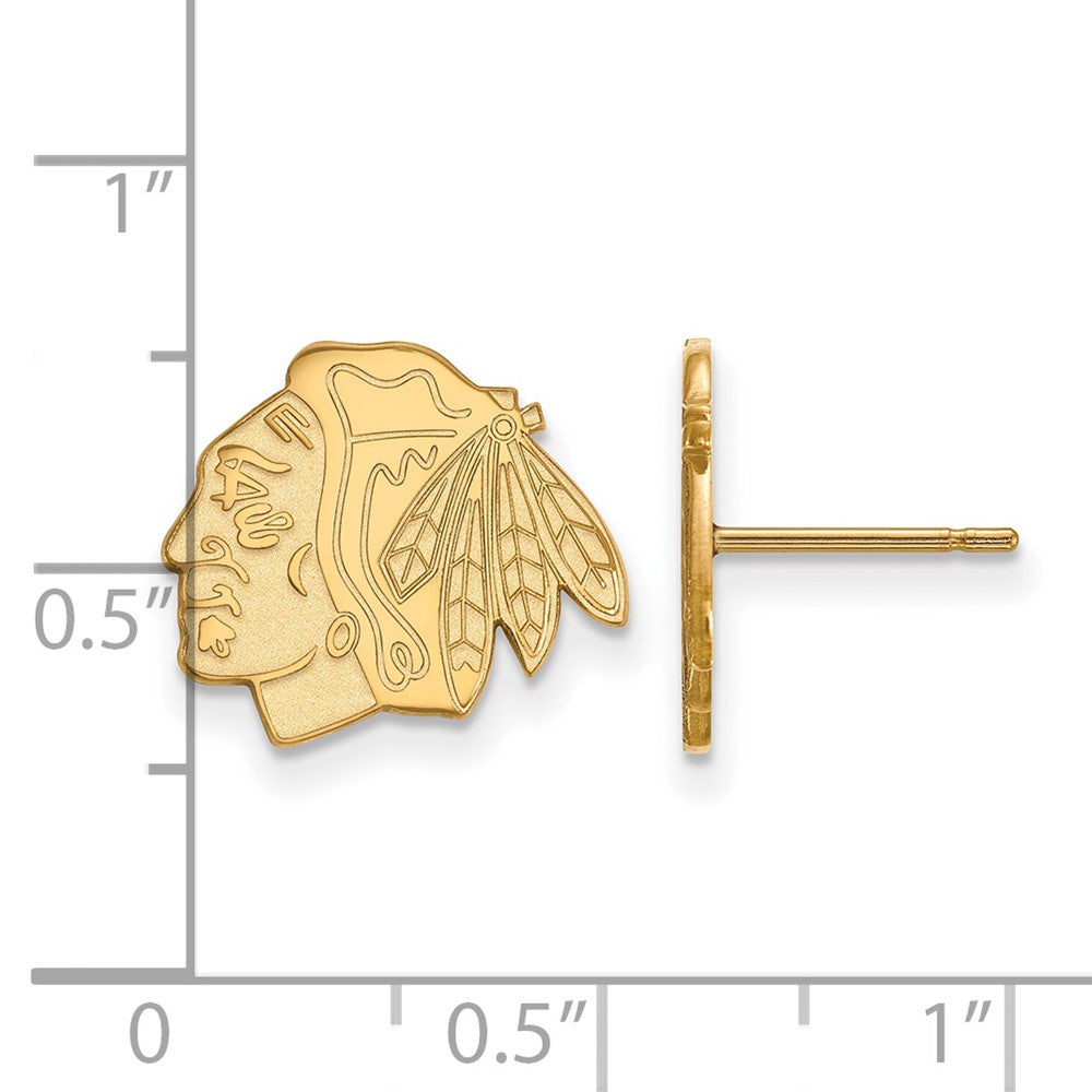 14K Yellow Gold Nhl Logoart Chicago Blackhawks Small Post Earrings