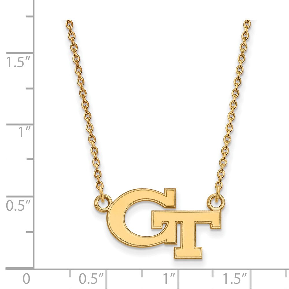 Gold Plated Sterling Silver Logoart Georgia Institute Of Technology G T Small Pendant 18 Inch Necklace