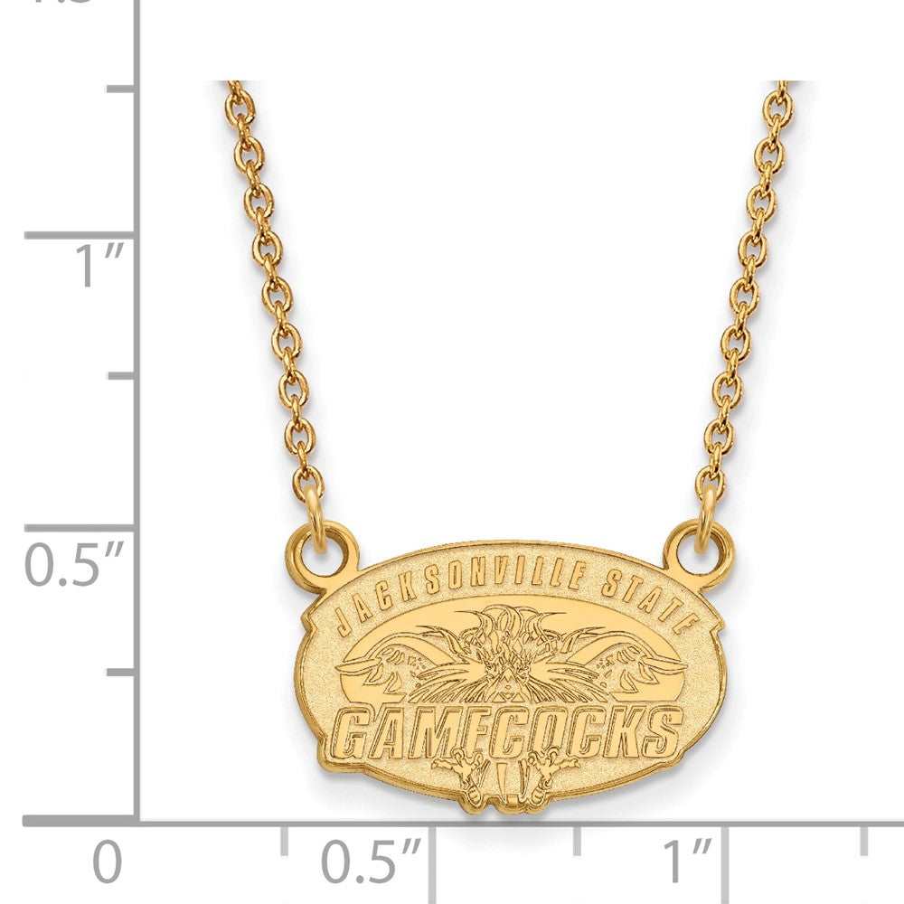 Gold Plated Sterling Silver Logoart Jacksonville State U. Small Pendant 18 Inch Necklace