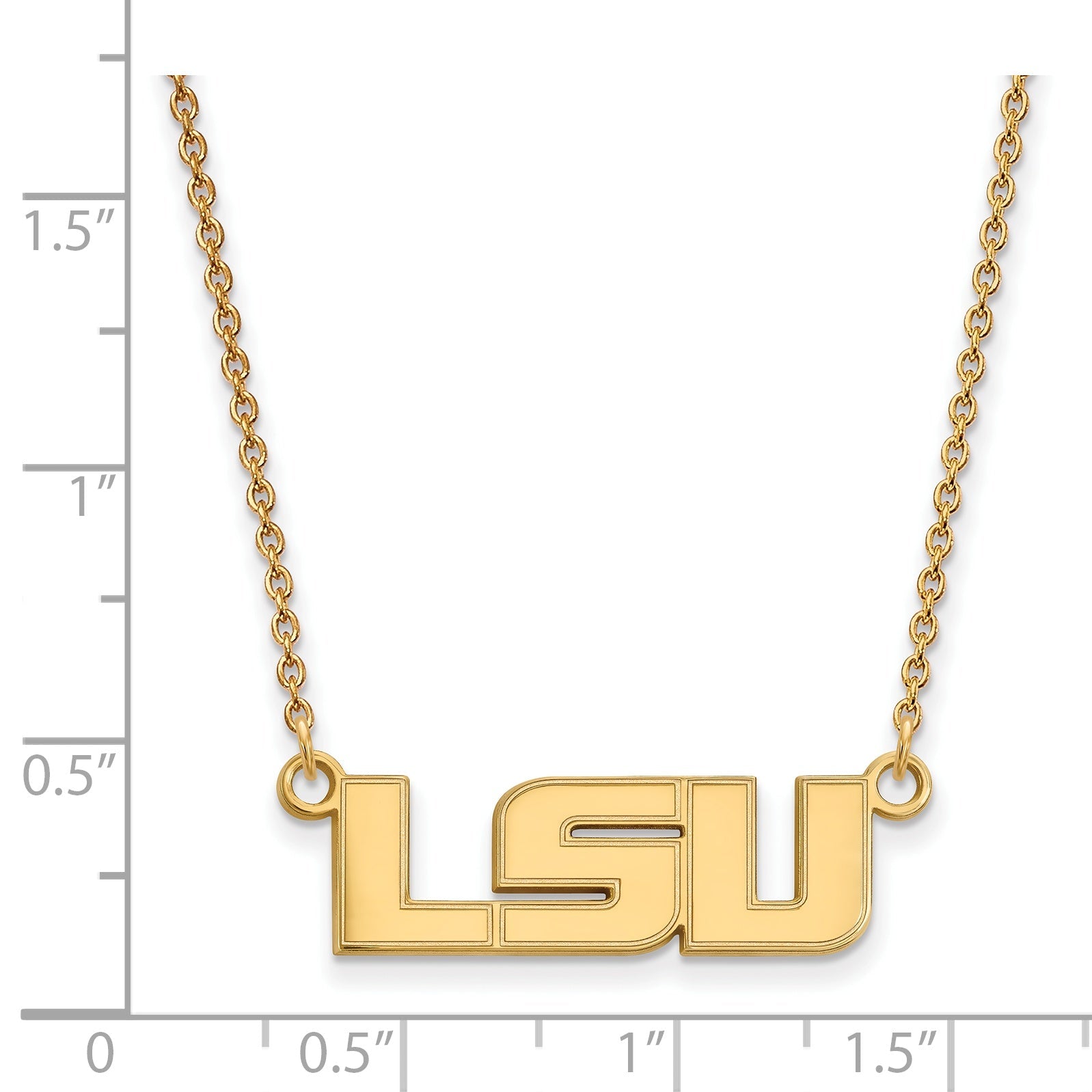 Gold Plated Sterling Silver Logoart Louisiana State University L S U Small Pendant 18 Inch Necklace