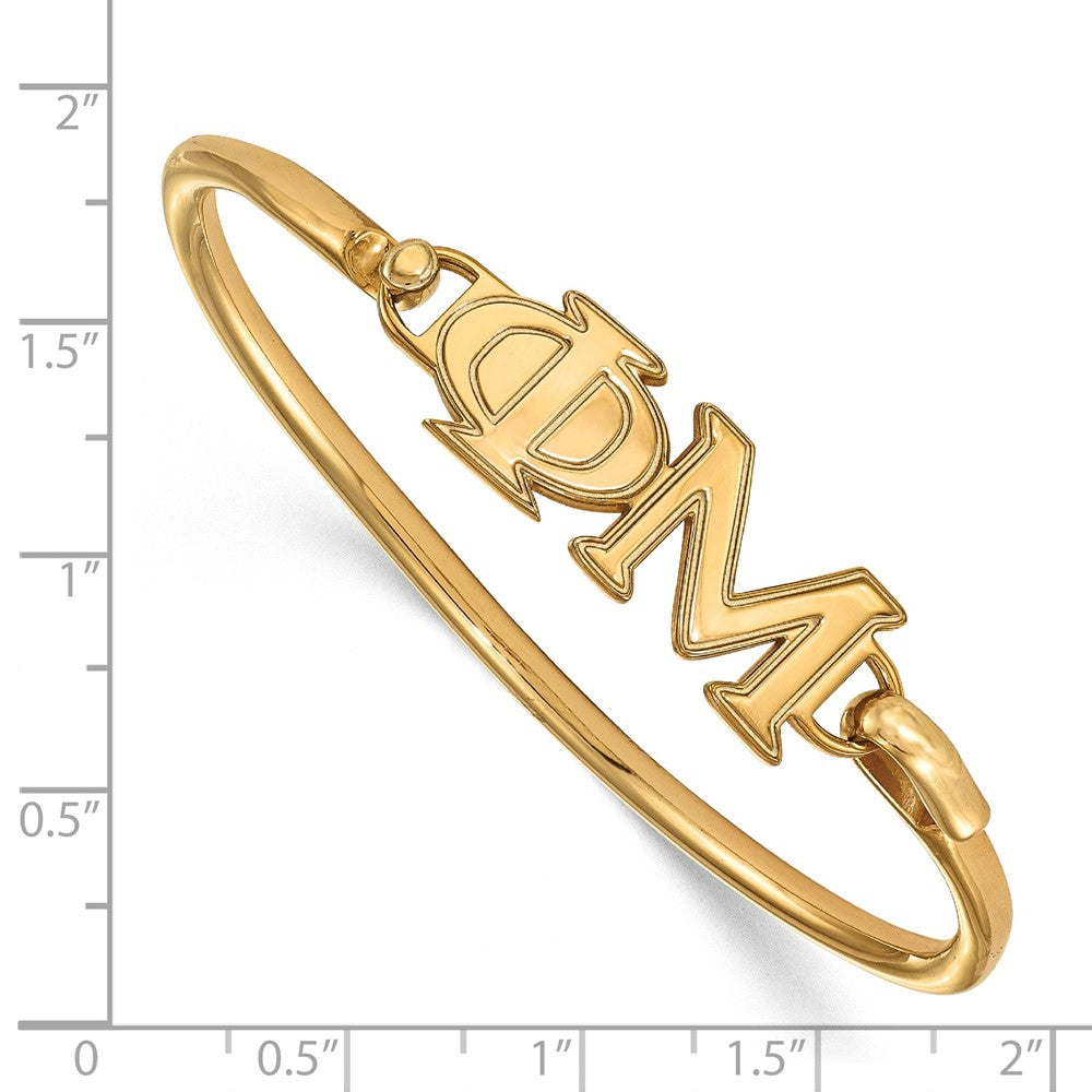 Gold Plated Sterling Silver Gp Logoart Phi Mu Small Hook And Clasp Bangle