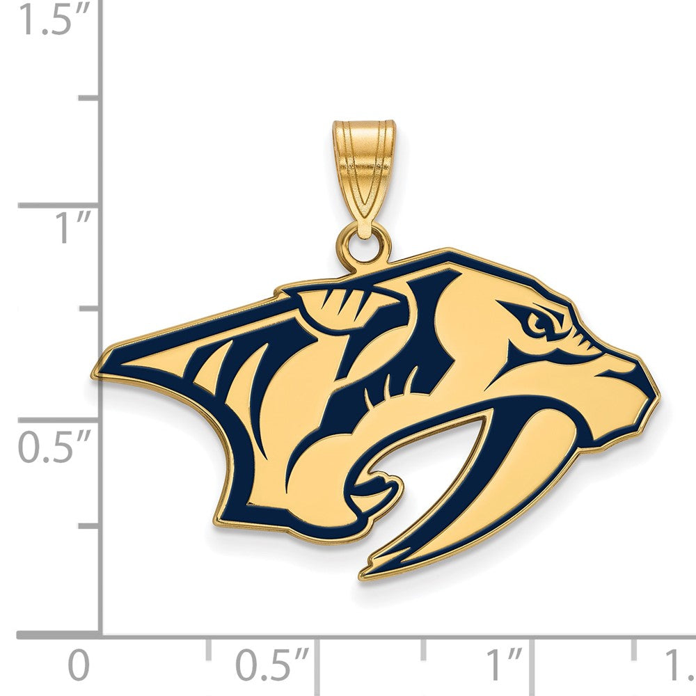 Gold Plated Sterling Silver Nhl Logoart Nashville Predators Large Enameled Pendant