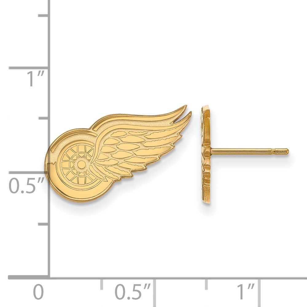 10K Yellow Gold Nhl Logoart Detroit Red Wings Small Post Earrings
