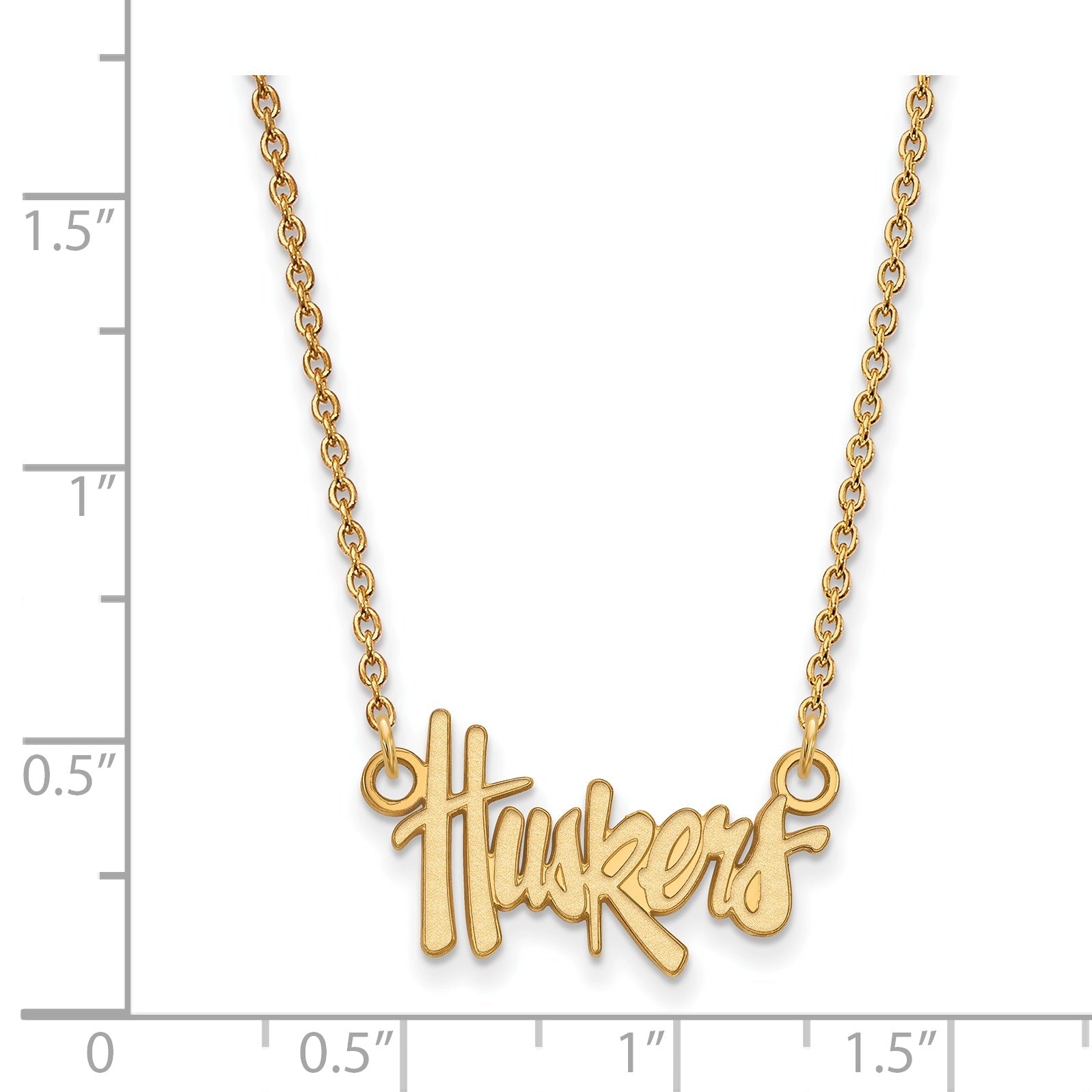 Gold Plated Sterling Silver Logoart University Of Nebraska Huskers Script Small Pendant 18 Inch Necklace