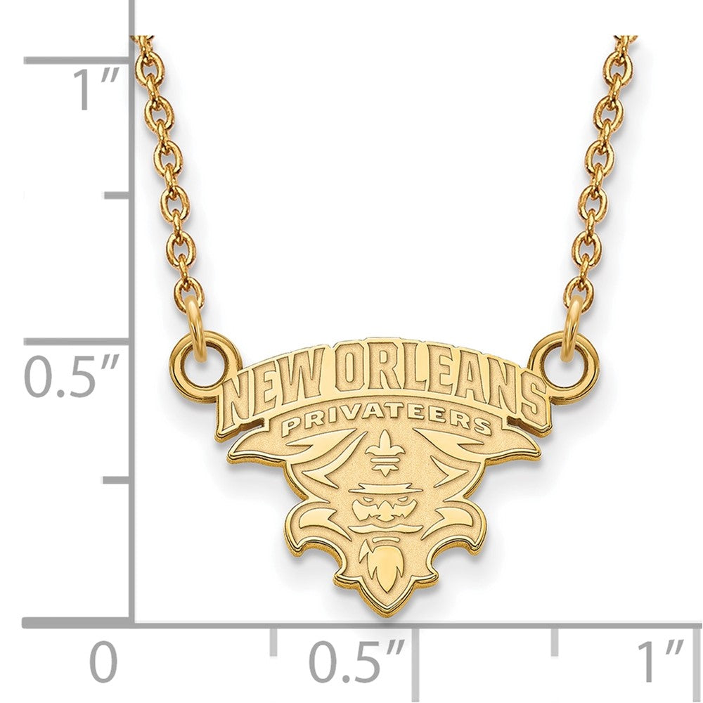 Gold Plated Sterling Silver Logoart University Of New Orleans U N O Small Pendant 18 Inch Necklace