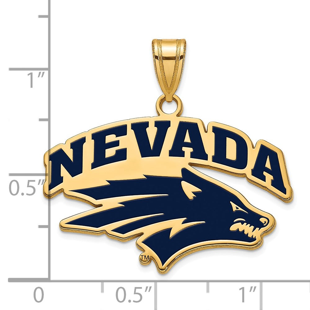 Gold Plated Sterling Silver Logoart University Of Nevada Reno Large Enameled Pendant