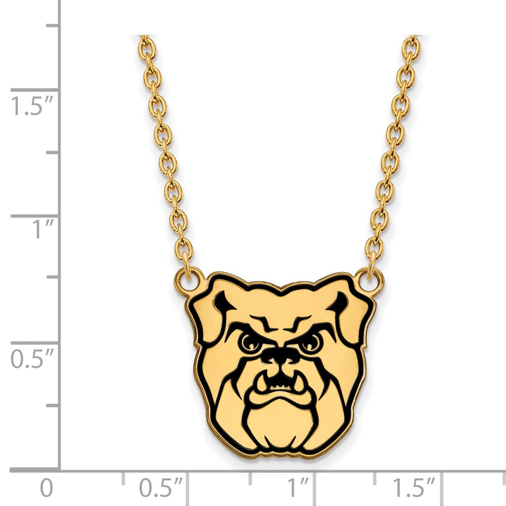 Gold Plated Sterling Silver Logoart Butler University Bulldog Enameled Large Pendant 18 Inch Necklace
