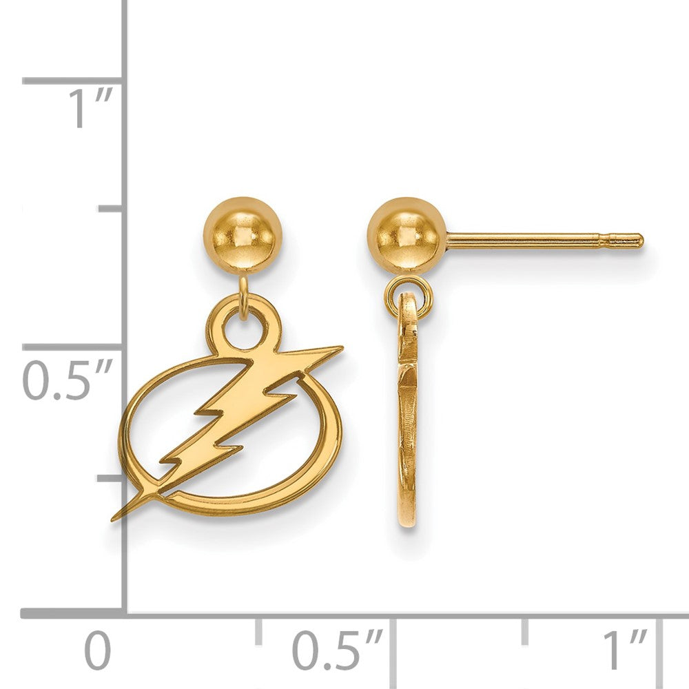 14K Yellow Gold Nhl Logoart Tampa Bay Lightning Dangle Ball Post Earrings