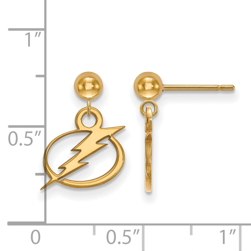 Gold Plated Sterling Silver Nhl Logoart Tampa Bay Lightning Dangle Ball Post Earrings