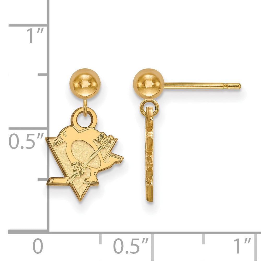 Gold Plated Sterling Silver Nhl Logoart Pittsburgh Penguins Dangle Post Earrings