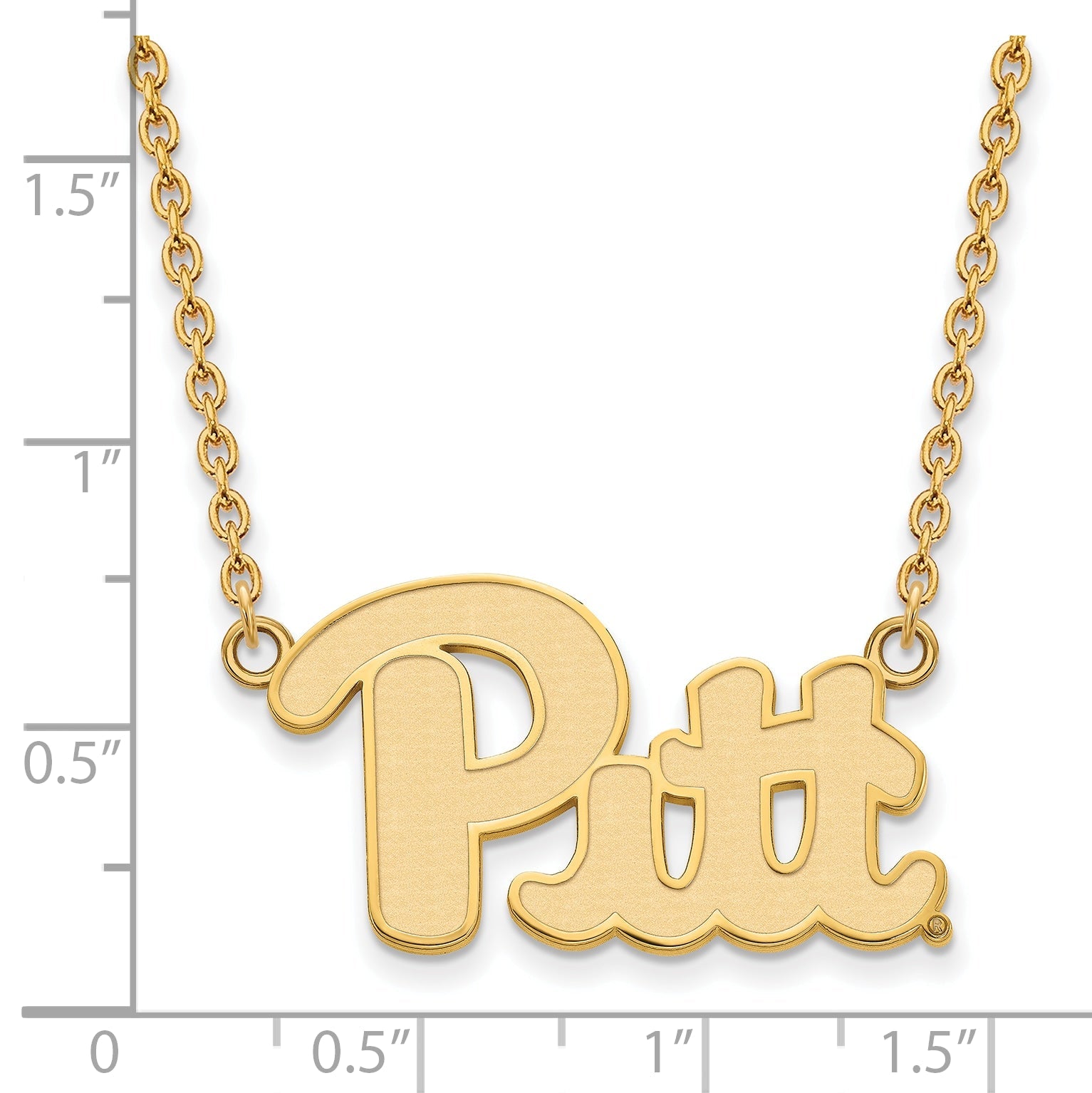 Gold Plated Sterling Silver Logoart University Of Pittsburgh Large Pendant 18 Inch Necklace