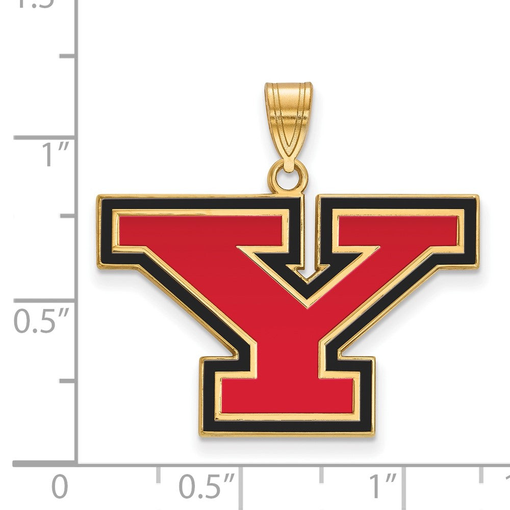 Gold Plated Sterling Silver Logoart Youngstown State University Letter Y Large Enameled Pendant