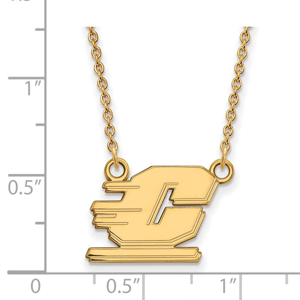 10K Yellow Gold Logoart Central Michigan University Letter C Small Pendant 18 Inch Necklace