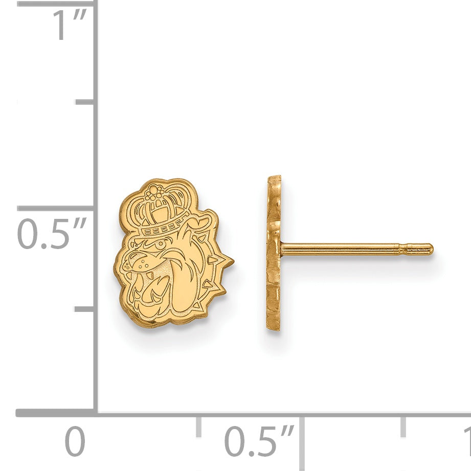 Gold Plated Sterling Silver Logoart James Madison University Duke Dog Extra Small Post Earrings