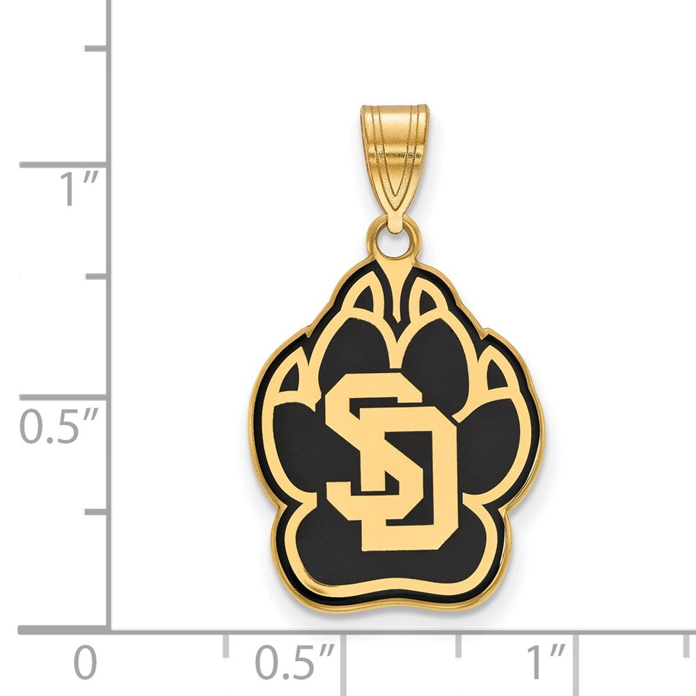Gold Plated Sterling Silver Logoart University Of South Dakota Large Enameled Pendant