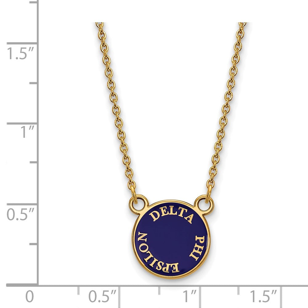 Gold Plated Sterling Silver Logoart Delta Phi Epsilon Sorority Text Small Color Enamel Pendant 18 Inch Necklace