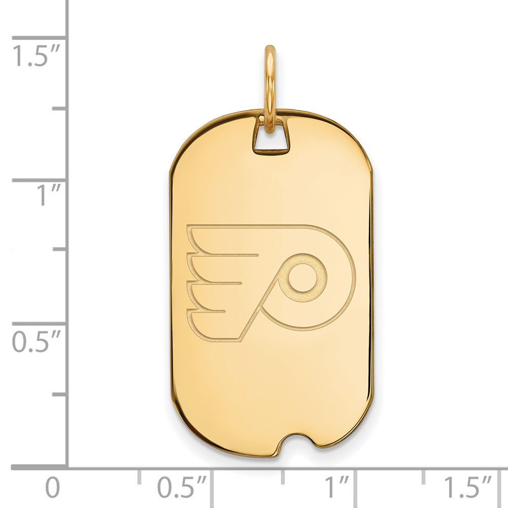 Gold Plated Sterling Silver Nhl Logoart Philadelphia Flyers Small Dog Tag Pendant