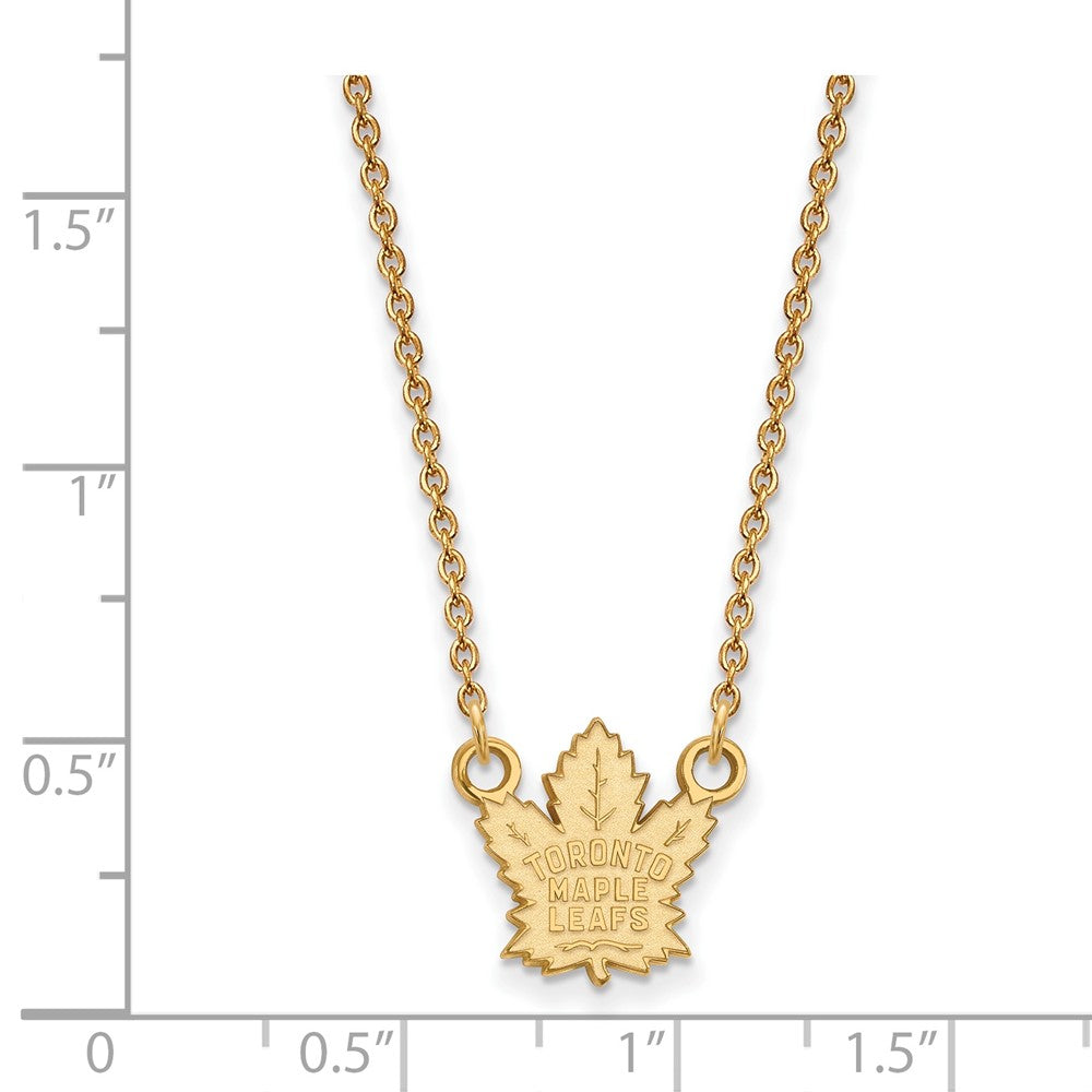 10K Yellow Gold Nhl Logoart Toronto Maple Leafs Small Pendant 18 Inch Necklace