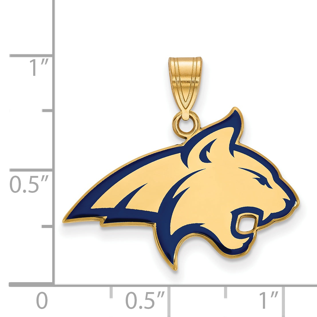 Gold Plated Sterling Silver Logoart Montana State University Bobcat Large Enameled Pendant