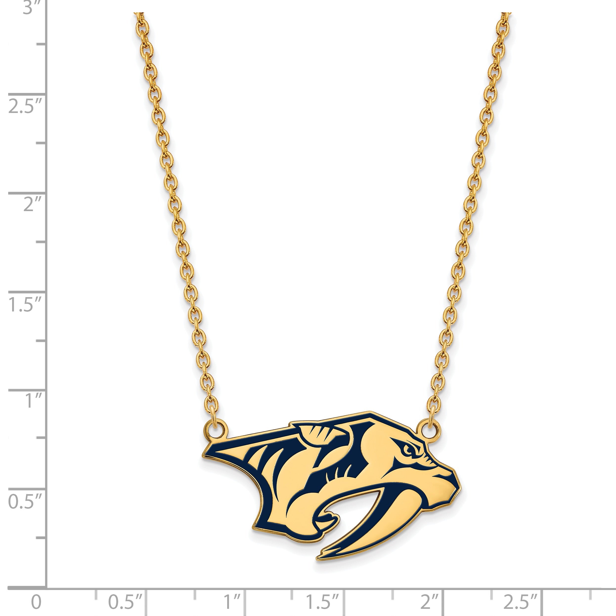 Gold Plated Sterling Silver Nhl Logoart Nashville Predators Large Enameled Pendant 18 Inch Necklace